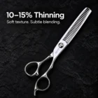 CHITIAN Z-04 thinning shears showing approximately 10–15% hair removal