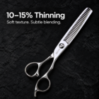 CHITIAN Z-04 thinning shears showing approximately 10–15% hair removal