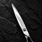 CHITIAN Z-07 68S 6.8-inch professional cutting scissors — Blade detail on black stone