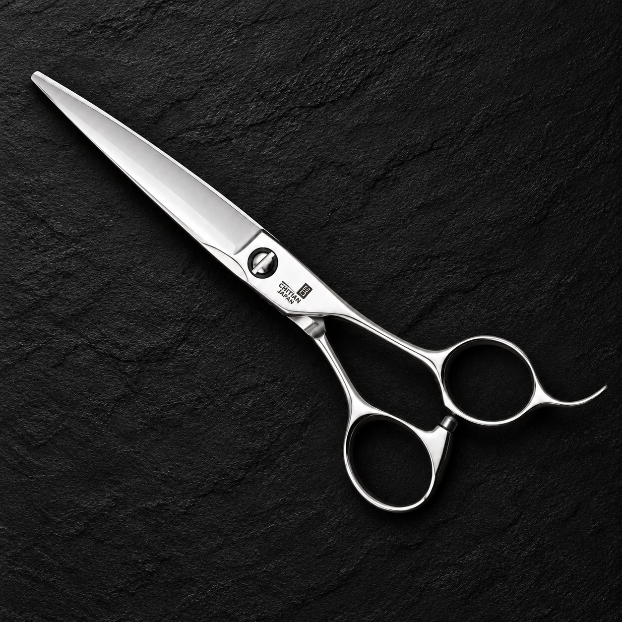 CHITIAN Z-07 68S — Front view CHITIAN Z-07 68S 6.8-inch professional cutting scissors — Front view on black stone