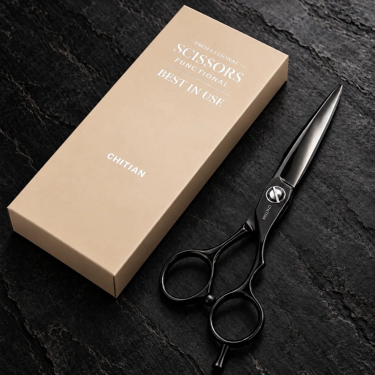 CHITIAN Z-01 black titanium scissors packaging