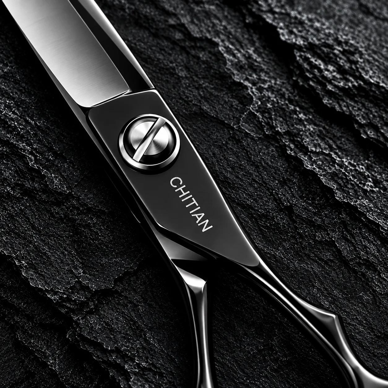 CHITIAN Z-01 silver slotted tension screw and CHITIAN blade logo detail