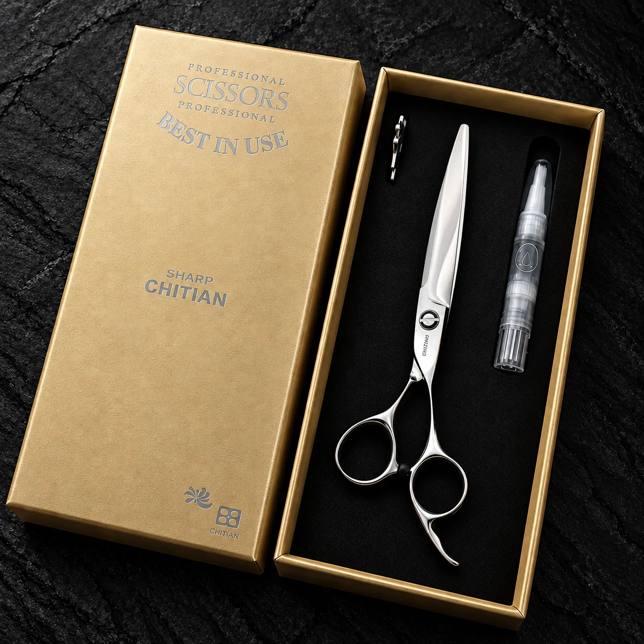 CHITIAN Z-07 68S silver cutting scissors in CHITIAN presentation box