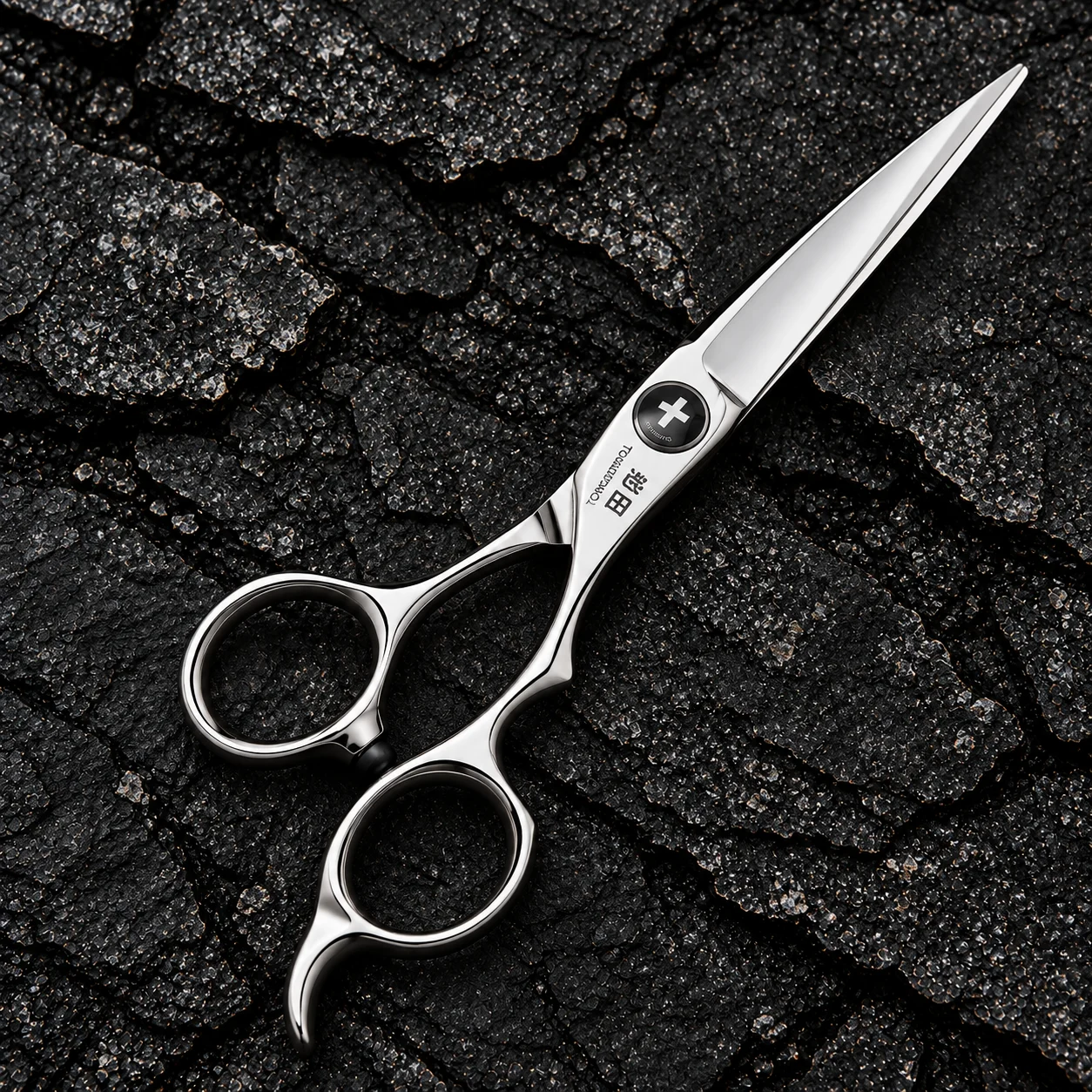 TOMIDAPRO F-02 60S Main Image TOMIDAPRO F-02 60S professional 6.0-inch cutting scissors on black stone
