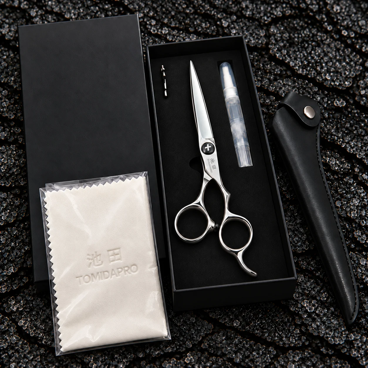TOMIDAPRO F-02 60S 6.0-inch wet and dry cutting scissors — Packaging